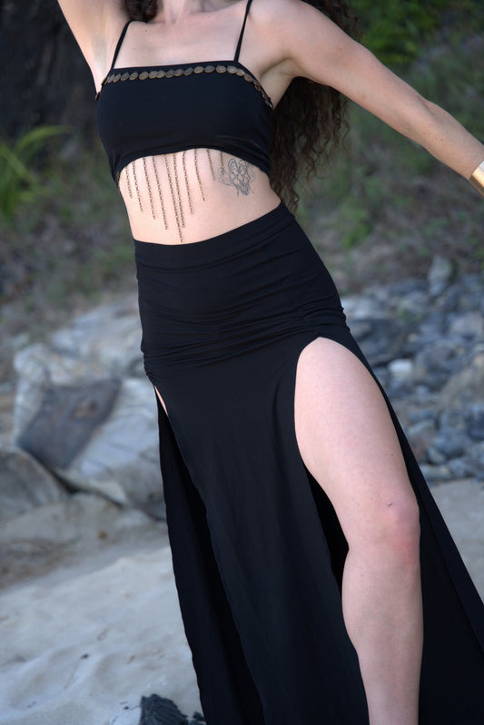 Bustier Chained Crop Top - Obsidian