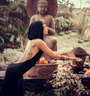 Hooded Dancing Dakini Dress - Black Obsidian