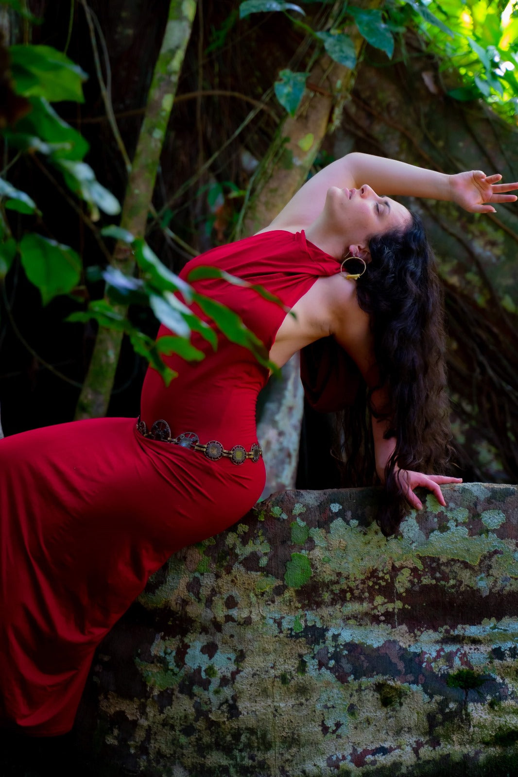 Hooded Dancing Dakini Dress - Ruby Red