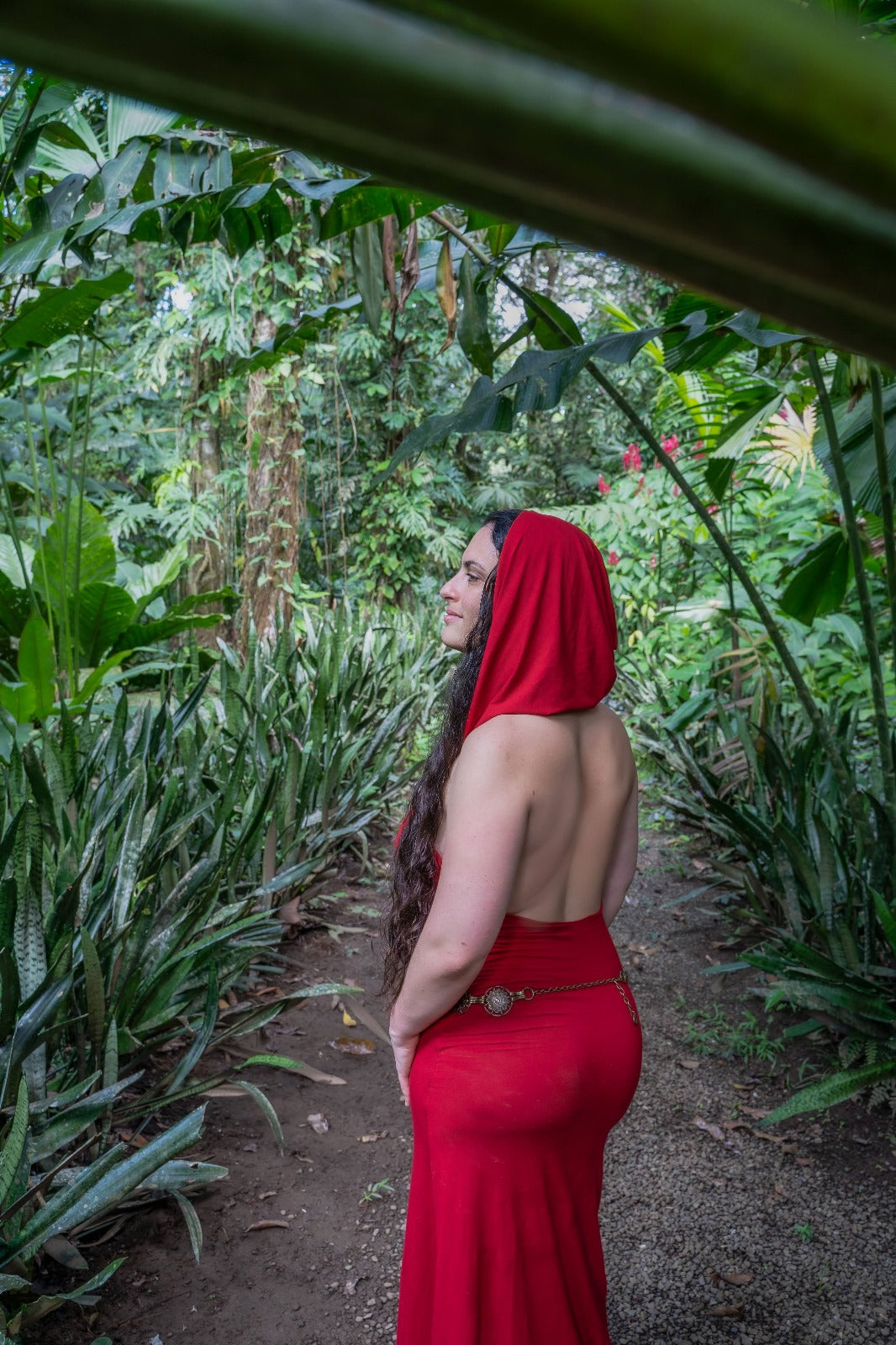 Hooded Dancing Dakini Dress - Ruby Red