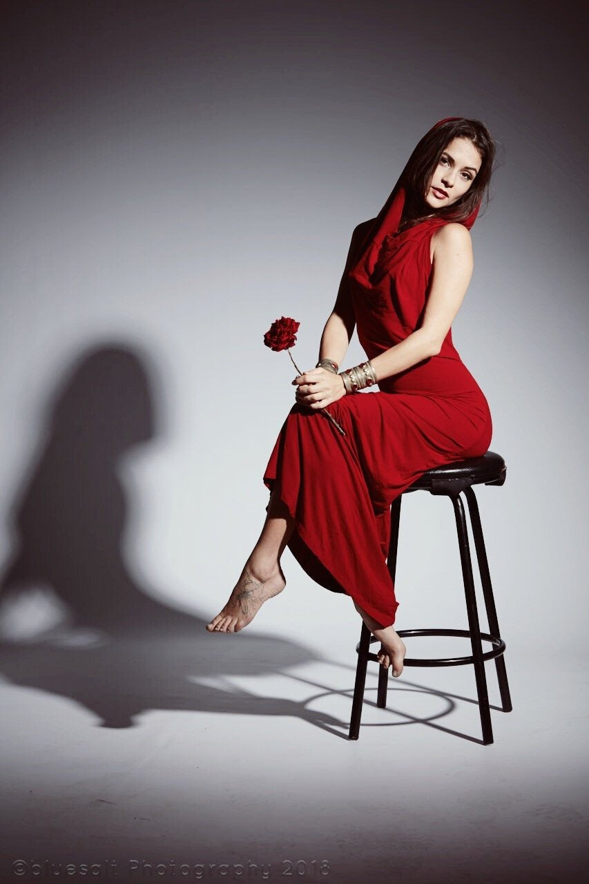 Hooded Dancing Dakini Dress - Ruby Red