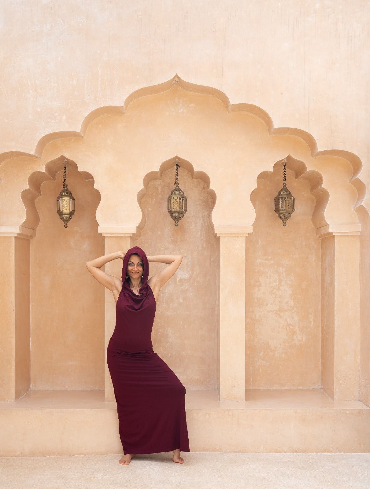 Hooded  Dancing Dakini Dress - Raspberry