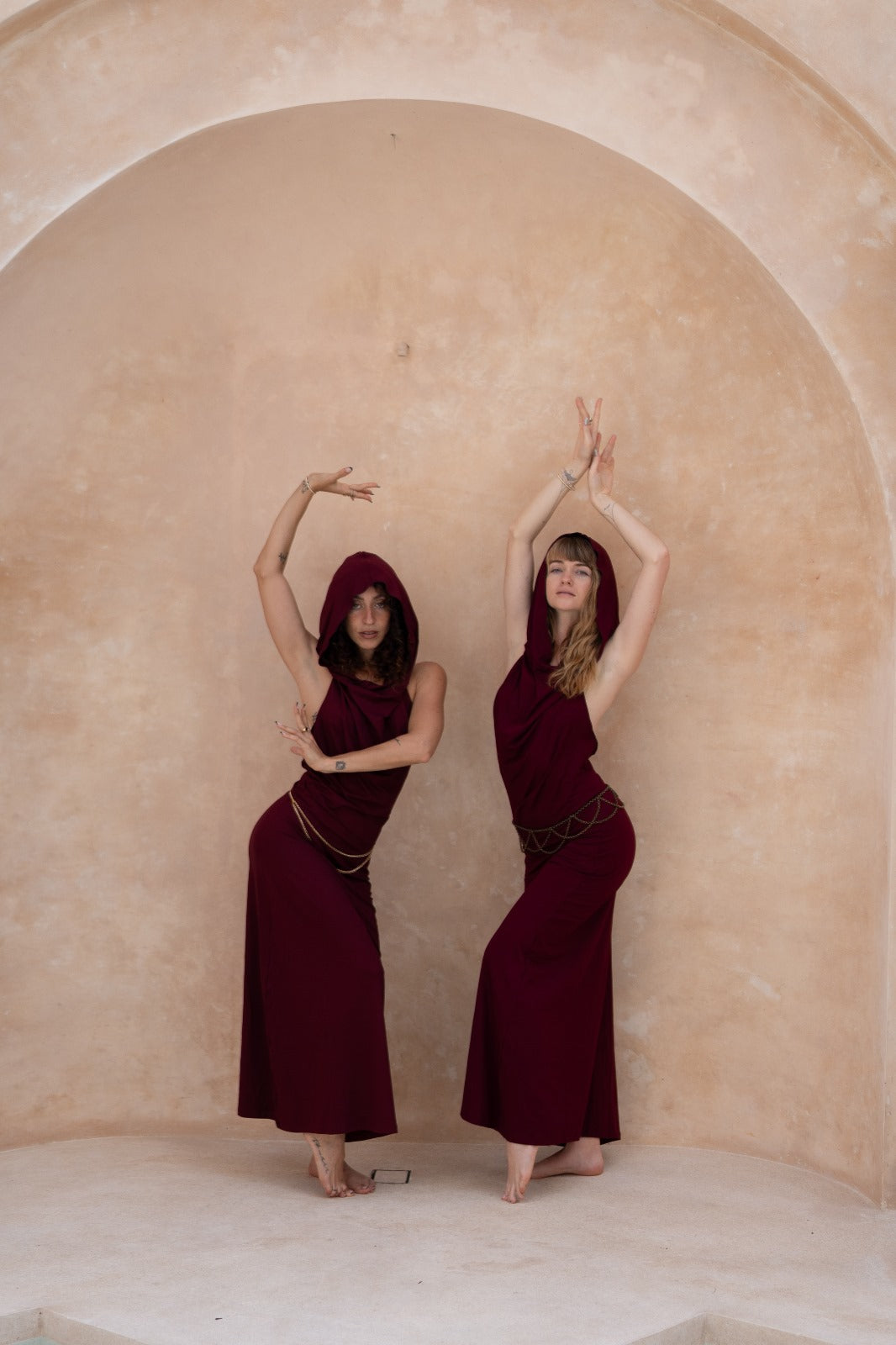Hooded  Dancing Dakini Dress - Raspberry
