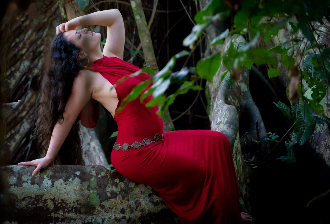 Hooded Dancing Dakini Dress - Ruby Red