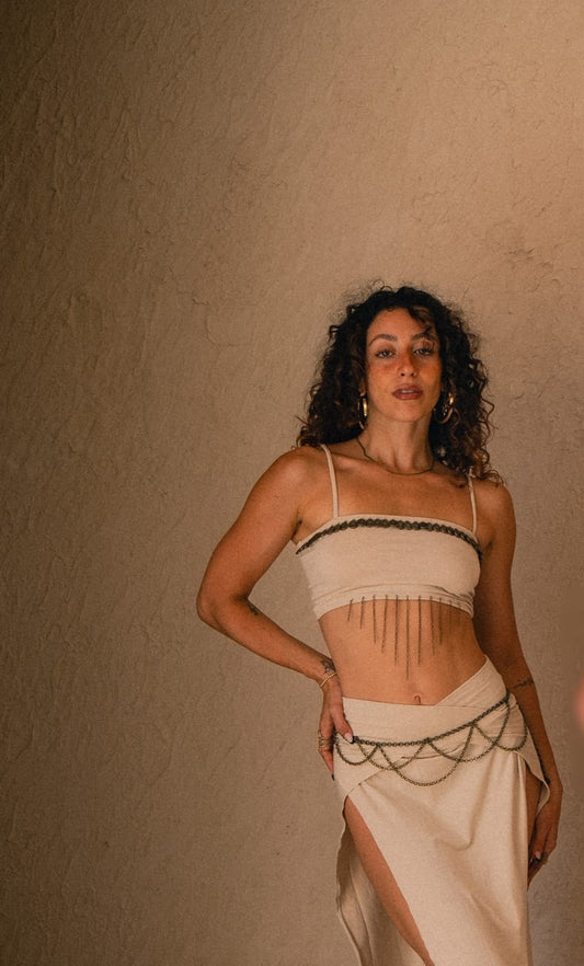 Bustier Chained Crop Top - Moonstone