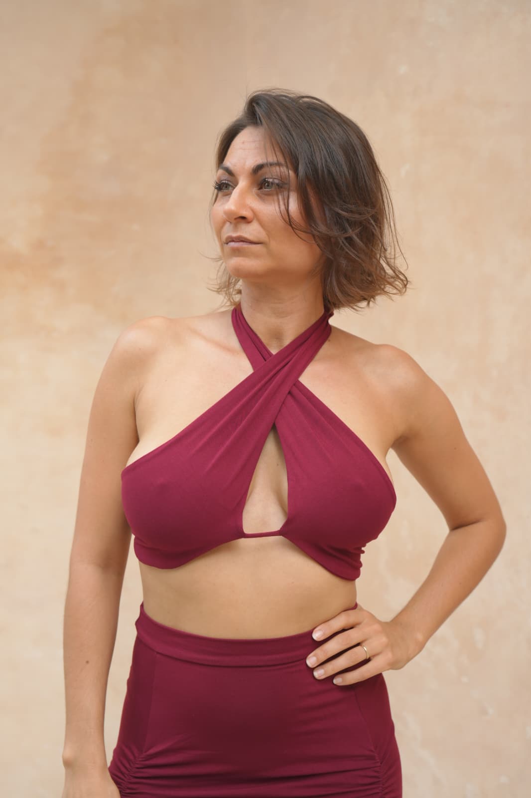 Sita 3-way top - Deep Rose