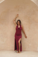 Hooded Double Spit Dress - Deep Rose