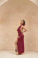 Hooded Double Spit Dress - Deep Rose