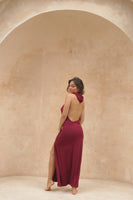 Hooded Double Spit Dress - Deep Rose