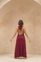 Hooded Double Spit Dress - Deep Rose