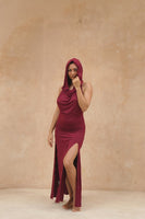 Hooded Double Spit Dress - Deep Rose