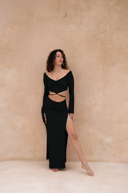 Aset Double Split Skirt - Obsidian
