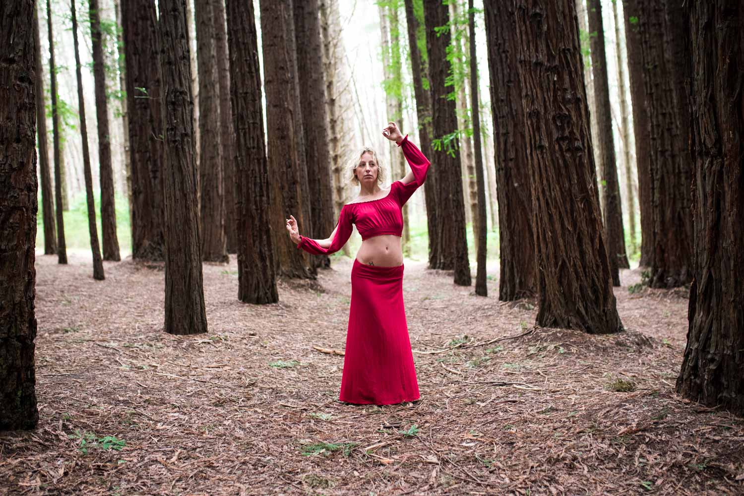 Red Boho Gypsy Set Top and Skirt Bamboo - Dancing Dakini Designs